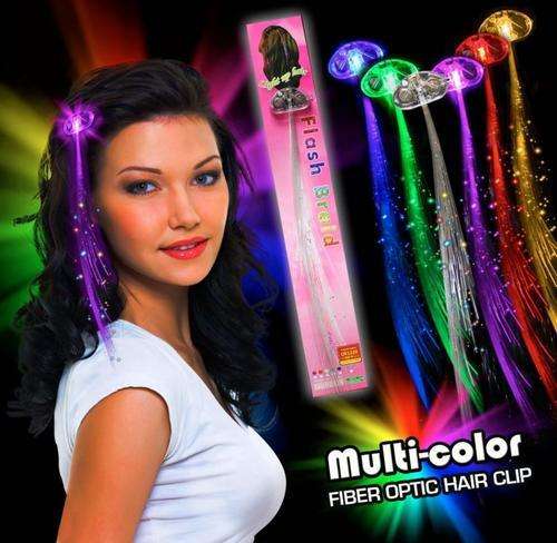 SALE - Stylish LED Fiber Optic Clip on Hair Flash Braid Light Up Extensions - Colourful (In Stock)
