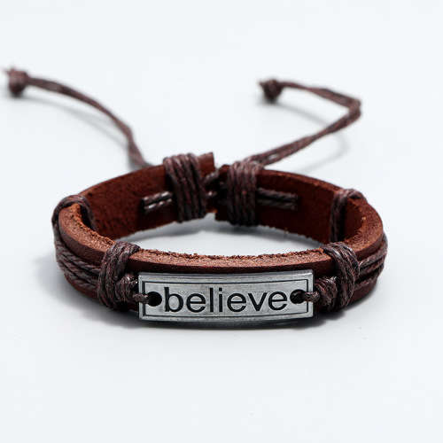 Leather Bracelet - Believe - Brown (In Stock)