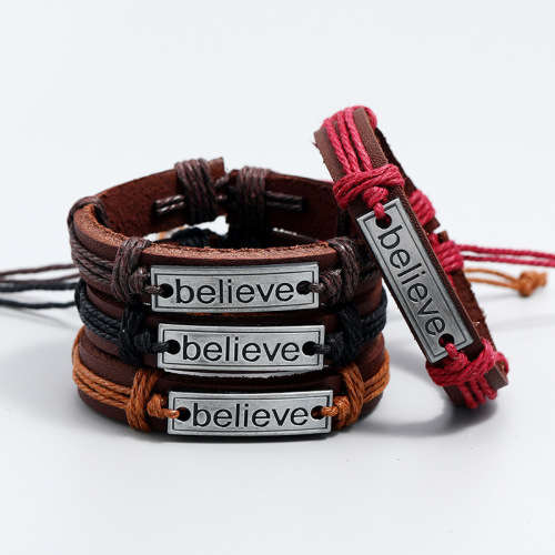 Leather Bracelet - Believe - Brown (In Stock)