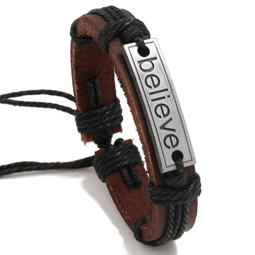 Leather Bracelet - Believe - Brown (In Stock)