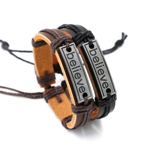 Leather Bracelet - Believe - Brown (In Stock)