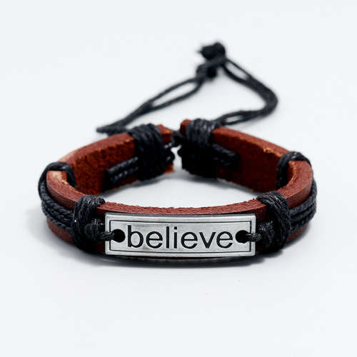 Leather Bracelet - Believe - Brown (In Stock)
