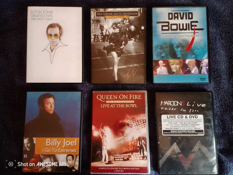 Elton John, Queen, Maroon 5, David Bowie, Tina Turner, Billy Joel: 6 DVDs + bonus CDs