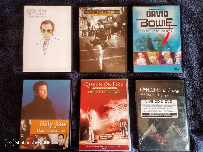 6DVD concerts +bonus CDs: Elton John, Queen, David Bowie, Billy Joel, Tina Turner, Maroon 5