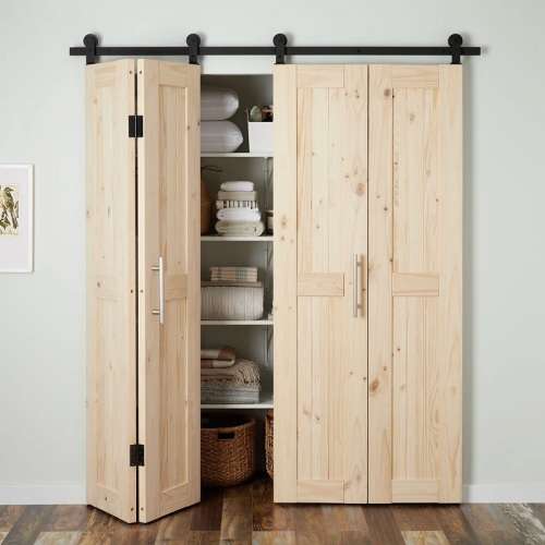 Bi-fold nord double sliding barn door