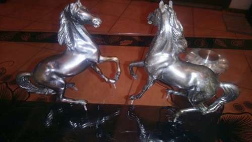 spelter horse pair