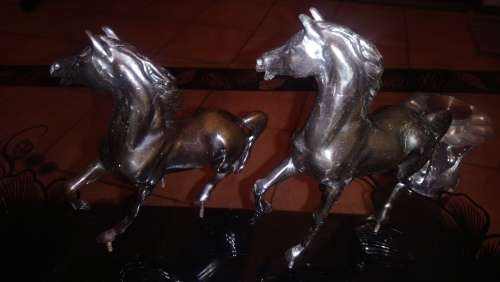 spelter horse pair