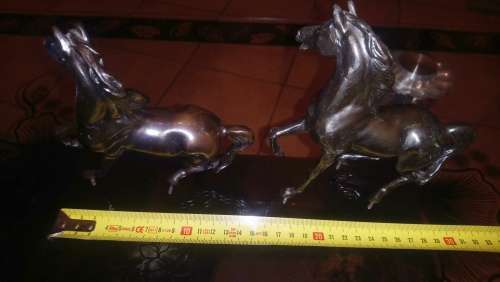 spelter horse pair