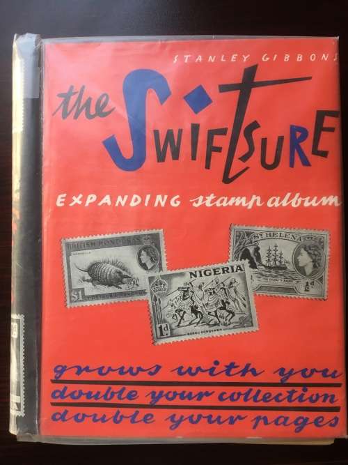 Old Stanley Gibons Swift sure album with approx 1500 stamps