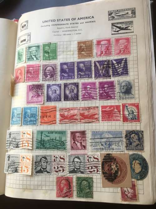 Old Stanley Gibons Swift sure album with approx 1500 stamps