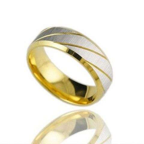 Titanium Steel Section Pattern Gold Ring