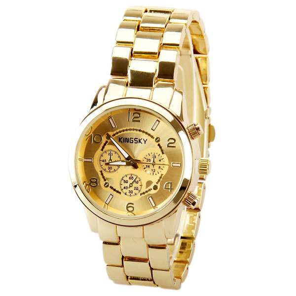 Gold Plated Kingsky Quartz Watch Stainless steel