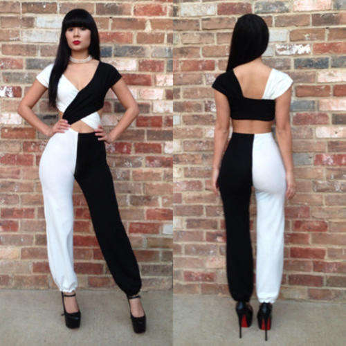 Fashion Patchwork Regular Polyester Jumpsuits