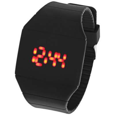 Touch Screen LED Watch with Red Light Rectangle Dial and Silicon Band