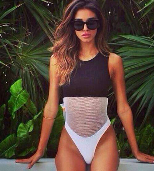 One Piece Bodycon dress Ladies patchwork sexy bandage party summer bodysuit Bikini