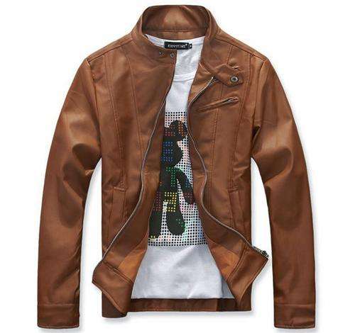 2016 Trends New Korea Men Slim Fit Designed Synthetic Leather Coat Jacket 3 SIZE 3 Color