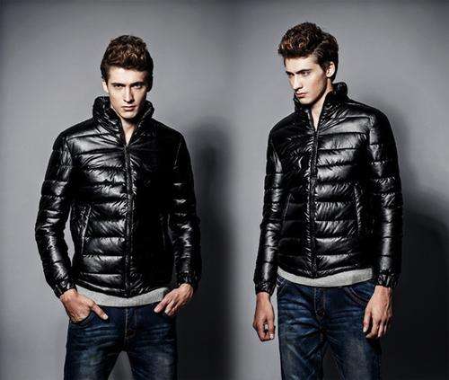 Fashion Stand Collar Men's Down Slim Parka Jacket Coats Outwear