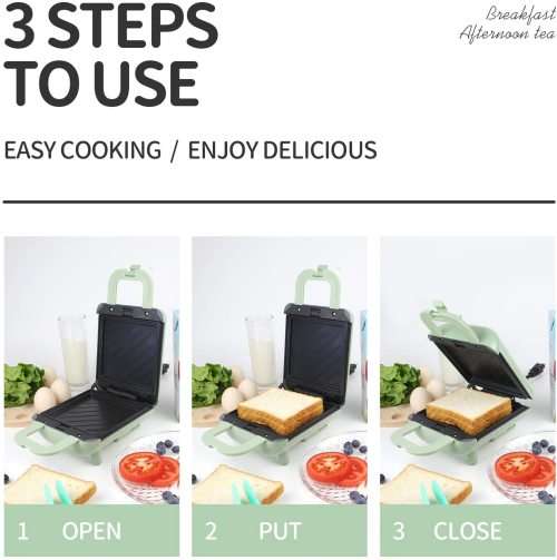 Mini Waffle Maker, Waffle Iron with Removable Plates