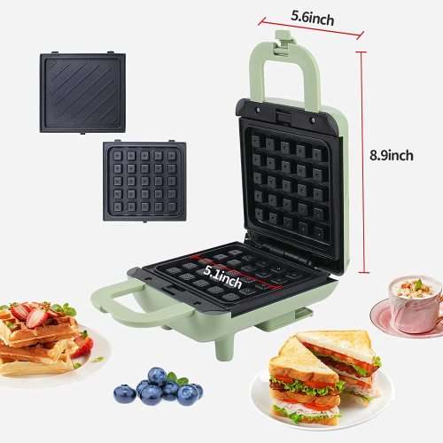 Mini Waffle Maker, Waffle Iron with Removable Plates