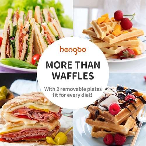 Mini Waffle Maker, Waffle Iron with Removable Plates