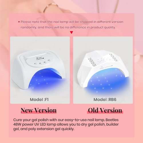 Beetles Gel Nail Polish Kit with U V Light 48W LED Nail Lamp 6 Colors Nude Gray Pink Gel Polish kit