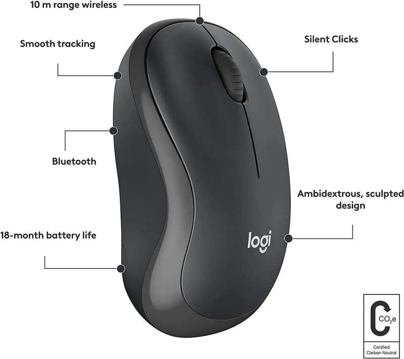Logitech M240 Silent Bluetooth Mouse - Graphite