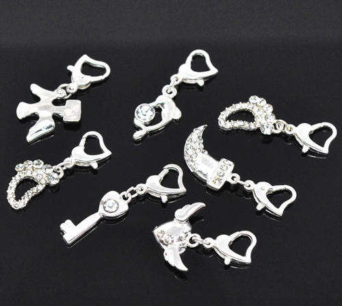 Clear diamante Clip On Charm Fit Link Chain Bracelet