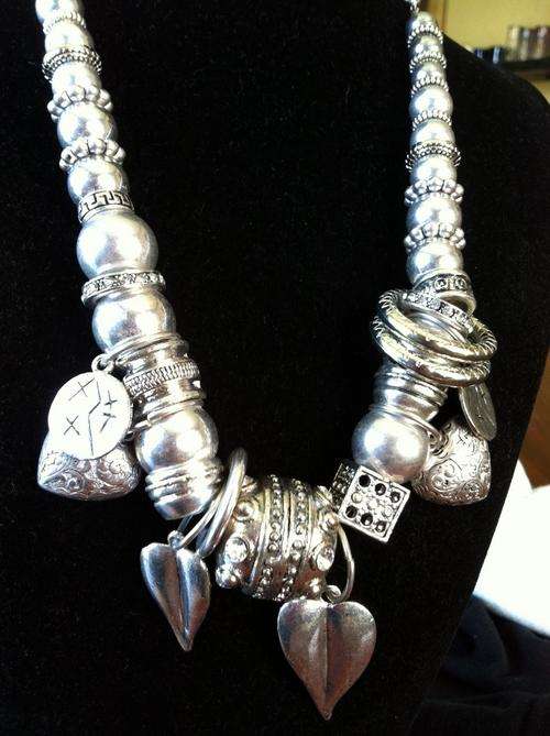 TIBETAN SILVER NECKLACE MULTI CHARM CHUNKY NECKLACE