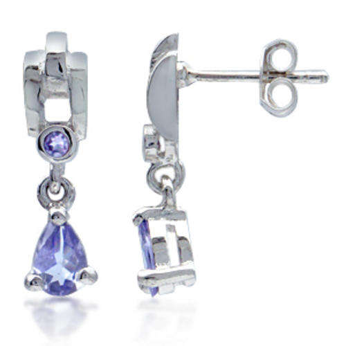*IN STOCK* ONE PAIR ONLY!!!Genuine Natural Tanzanite in Solid 925 Sterling Silver Dangle Earrings