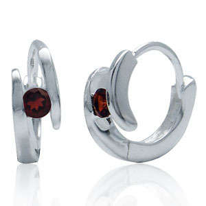 Natural Garnet IN SOLID 925 Sterling Silver Baby Huggie Earrings