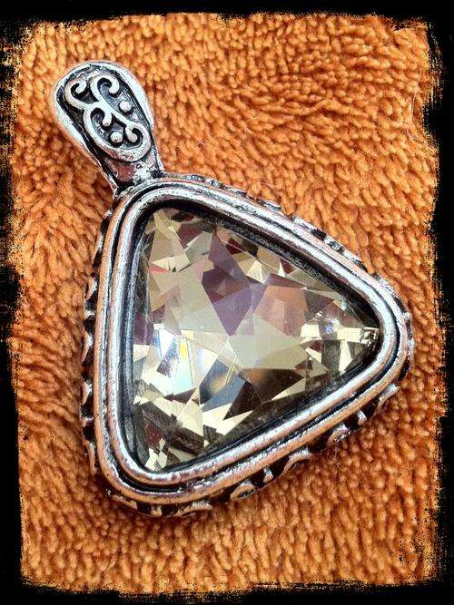 NEW!!! TIBETAN SILVER DIAMANTE PENDANT DARK CHAMPAGNE