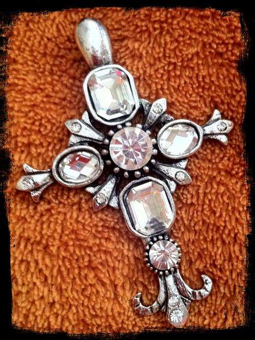 TIBETAN SILVER DIAMANTE FANCY CROSS PENDANT