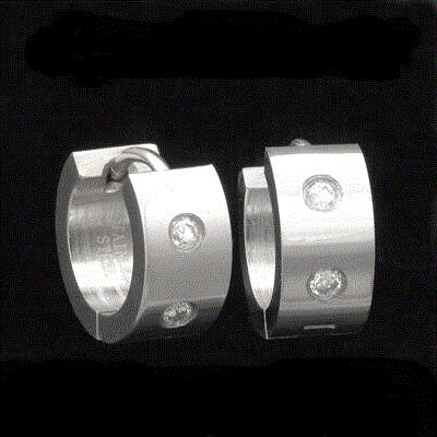 STUNNING STAINLESS STEEL CZ HOOP EARRINGS