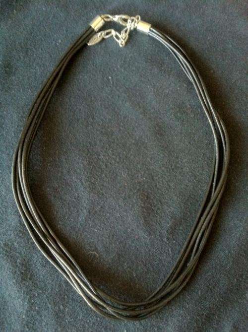 BLACK FAUX LEATHER CORD MUTLI STRAND CHOKER