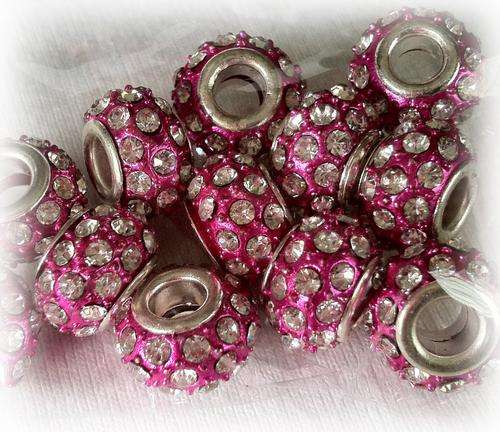 1pcs PINK BEAD CLEAR RHINESTONE Bead charm Fit Pardora