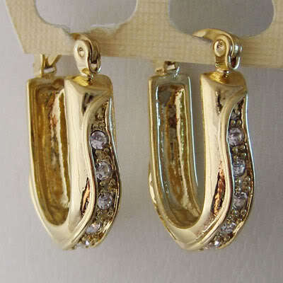 2 YEAR GUARANTEE!! NEW!! GOLD DIAMANTE OVAL HOOP EARRINGS
