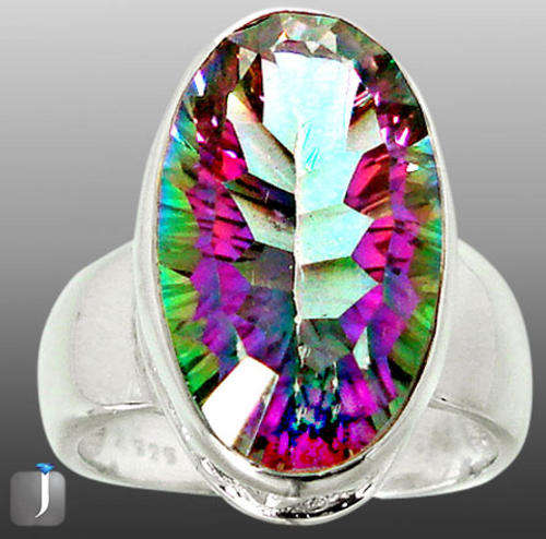 GENUINE RAINBOX TOPAZ IN SOLID 925 STERLING SILVER RING; SIZE 7.5