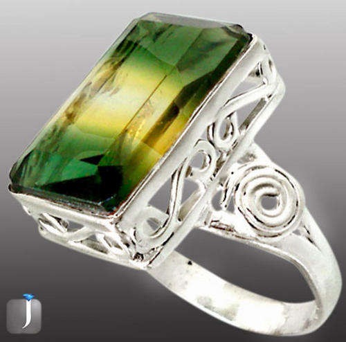 GENUINE EDWARDIAN GREEN FLUORITE IN SOLID925 STERLING SILVER RING :SIZE 8