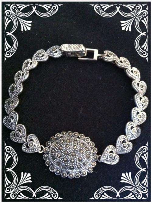 SOLID 925 STERLING SILVER MARCAZITE BRACELET