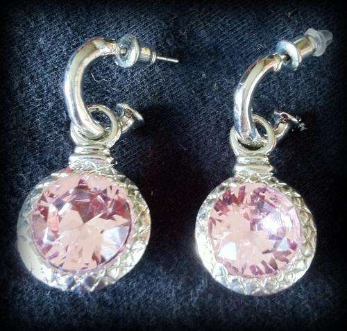 STUNNING TIBETAN SILVER PINK ROUND EARRINGS