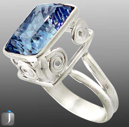 BLUE RAINBOW TOPPAZ IN SOLID 925 STERLING SILVER RING :SIZE 7