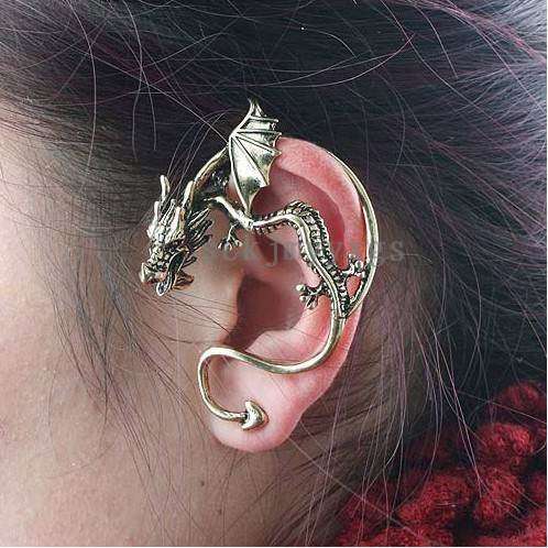 New Gothic Punk Temptation Metal Dragon Bite Ear Cuff Wrap Earring