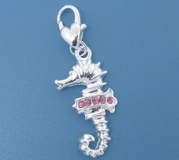 Rhinestone Sea Horse Clip On Fit Link Chain Bracelet