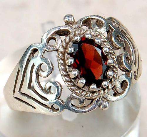 Natural Garnet in 925 Solid Sterling Silver Edwardian Style Ring sz 6.75