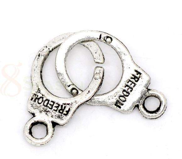 Tibetan silver "Freedom" Handcuffs Charm Pendants