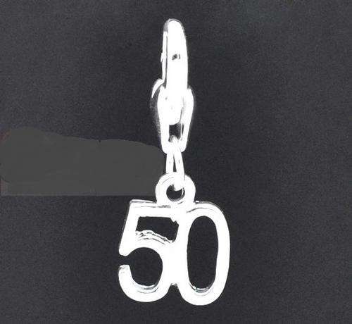 Tibetan silver Number Age "50" Clip On Charms. Fit Chain Bracelet