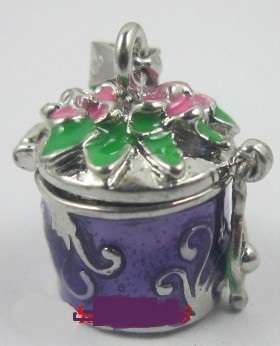 Tibetan silver PURPLE Perfume Wish Box Charms pendant 20x18mm