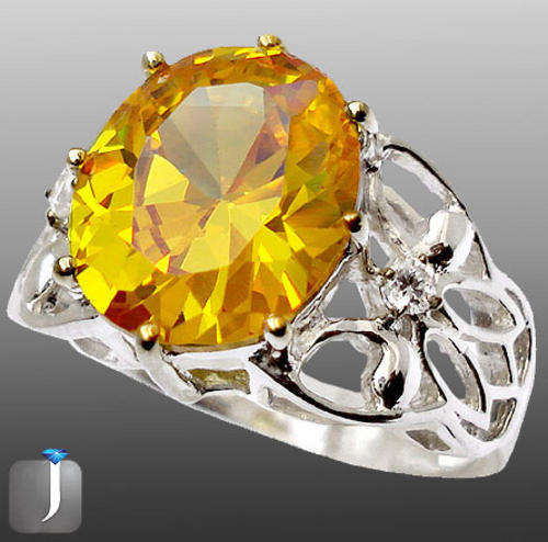 GENUINE LEMON TOPAZ IN SOLID 925 STERLING SILVER RING :SIZE 9