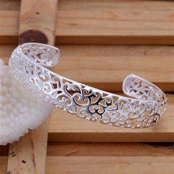 LOW SHIPPING, IN STOCK!!!STERLING SILVER ELECTROPLATED FILIGREE BANGLE