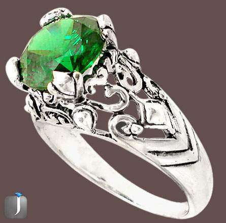 7.41cts 6.93cts MYSTERIOUS GREEN FAUX EMERALD in SOLID 925 STERLING SILVER SIZE 8